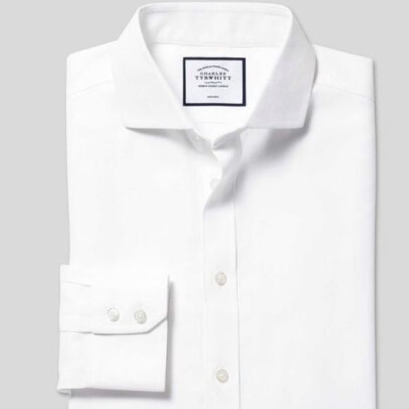 Charles Tyrwhitt Other - Spread Collar Non-Iron Herringbone Shirt - White